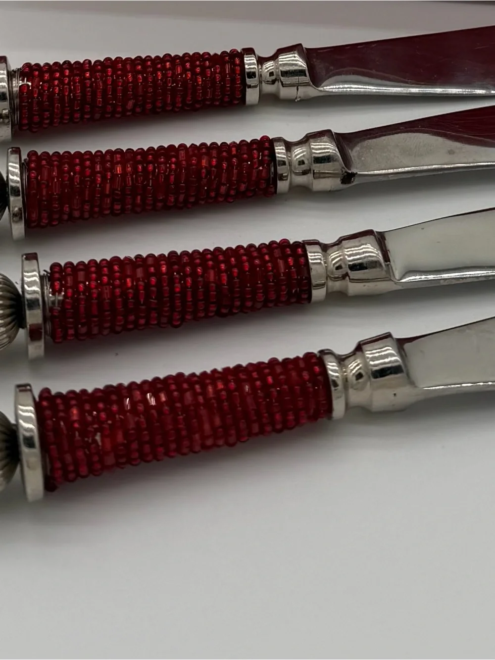 Set of 4 Pottery Barn Red Beaded Spreaders